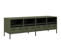 vidaXL Mobile TV Verde Oliva 135x39x43,5cm Acciaio Laminato a Freddo, Supporto TV, credenza TV, Mobile HiFi, Mobile Porta TV, Porta TV