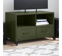 vidaXL Mobile TV Verde Oliva 68x39x43,5 cm in Acciaio