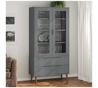 VIDAXL - Mobile Vetrina Grigio 90x35x175 Cm In Legno Massello Di Pino