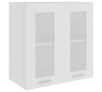 vidaXL Mobile Pensile con Vetro Bianco 60x31x60 cm Legno Multistrato