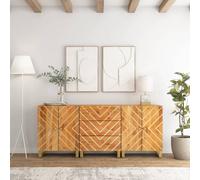 vidaXL Mobiletti 3pz Marrone e Nero 60x33,5x75 cm Legno Massello Mango