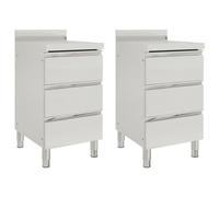 vidaXL Mobiletti da Cucina Commerciale a 3 Cassetti 2 pz Acciaio Inox