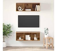 vidaXL Mobiletti TV a parete 2 pcs Legno vecchio 37 x 37 x 107 cm
