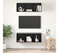 vidaXL Mobiletti TV a parete 2 pcs Rovere nero 37 x 37 x 107.5 cm