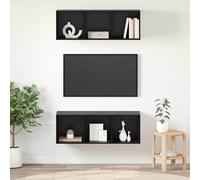 vidaXL Mobiletti TV a parete 2 pcs Rovere nero 37 x 37 x 107 cm
