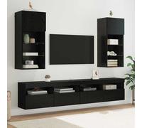 vidaXL Mobiletti TV a parete 2 pz Rovere Nero Legno ingegnerizzato
