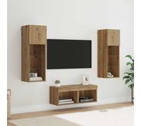 vidaXL Mobiletti TV da Parete 4 pz Rovere Nero Legno ingegnerizzato