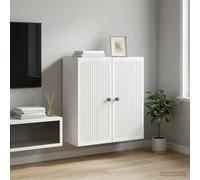 vidaXL Mobiletto a muro Bianco 59 x 31 x 60 cm Legno ingegnerizzato, Mobile da parete vintage per soggiorno, organizer rettangolare, design efficace per ottimizzare spazio