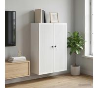 vidaXL Mobiletto a muro Bianco 66 x 34,5 x 90 cm Legno ingegnerizzato, Mobile da parete vintage per soggiorno, organizer rettangolare, design efficace per ottimizzare spazio