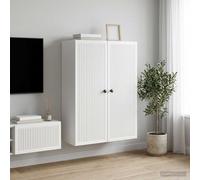 vidaXL Mobiletto a muro Bianco Lucido 66 x 34,5 x 90 cm, Mobile da parete vintage per soggiorno, organizer rettangolare, design efficace per ottimizzare spazio