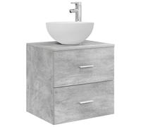 vidaXL Mobiletto con Lavabo a Parete Grigio Cemento 49,5 x 35 x 63 cm, Mobile da bagno moderno, armadietto a muro, soluzioni salvaspazio, design contemporaneo, accessori chic