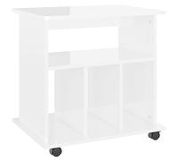 vidaXL Mobiletto con Ruote Bianco Lucido 60x45x60 cm Legno Multistrato