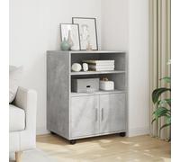 vidaXL Mobiletto con Ruote Grigio Cemento 60x48x81 cm in Truciolato, schedario, armadietto per la casa, armadietto per Ufficio, armadietto per Ufficio