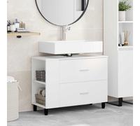 vidaXL Mobiletto da bagno Bianco 80 x 35 x 60 cm Legno ingegnerizzato, Mobile bagno, armadietto moderno per lavandino, organizer pratico, unità compatta, arredo alla moda in legno