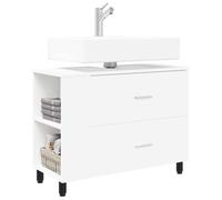 vidaXL Mobiletto da bagno Bianco 80 x 35 x 60 cm Legno ingegnerizzato, Mobile bagno, armadietto moderno per lavandino, organizer pratico, unità compatta, arredo alla moda in legno