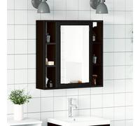 vidaXL Mobiletto da bagno con specchio in rovere nero 60x16x60 cm in legno ingegnerizzato