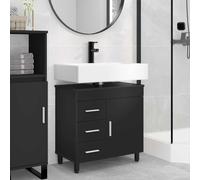 vidaXL Mobile da bagno con lavabo, nero, 60 x 35 x 60 cm, in legno ingegnerizzato, elegante mobiletto da bagno moderno con ampio spazio di archiviazione, resistente sotto il lavello per unità moderne