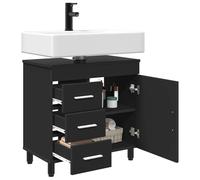 vidaXL Mobile da bagno con lavabo, nero, 60 x 35 x 60 cm, in legno ingegnerizzato, elegante mobiletto da bagno moderno con ampio spazio di archiviazione, resistente sotto il lavello per unità moderne
