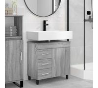 vidaXL Mobiletto da bagno Sonoma grigio 60 x 35 x 60 cm, Mobile da bagno moderno, ripostiglio contemporaneo, sotto lavabo, salvaspazio per organizzare la casa