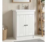 vidaXL Mobiletto da bagno sotto il lavello Bianco 78,5 x 37,5 x 81 cm, Armadio Bagno Moderno, Grande Spazio, Legno Ingegnerizzato, Organizer Sotto Lavandino, Design Minimalista