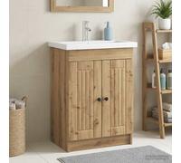 vidaXL Mobiletto da bagno sotto il lavello Rovere Artigianale, Armadio Bagno Moderno, Grande Spazio, Legno Ingegnerizzato, Organizer Sotto Lavandino, Design Minimalista