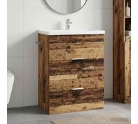vidaXL Mobiletto da Bagno Sotto Lavabo Legno antico 56 x 37,5 x 81 cm