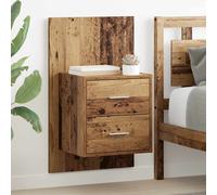vidaXL Mobiletto da comodino a parete con cassetto 2 pcs Legno vecchio
