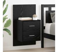 vidaXL Mobiletto da comodino a parete con cassetto 2 pcs Rovere Nero