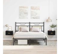 vidaXL Mobiletto da comodino a parete con cassetto 2 pcs Rovere nero