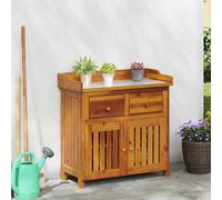 vidaXL Mobiletto da Giardino con cassetto Marrone 78 x 36.5 x 78cm