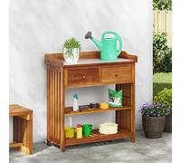 vidaXL Mobiletto da Giardino con cassetto Marrone 93 x 41.5 x 98cm