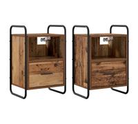 vidaXL Mobiletto da Letto Appeso 2 pz Legno antico 40 x 30 x 60 cm