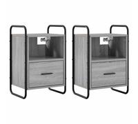vidaXL Mobiletto da Letto Appeso 2 pz Sonoma grigio 40 x 30 x 60 cm