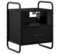 vidaXL Mobiletto da Letto Appeso Rovere Nero 40 x 30 x 50 cm