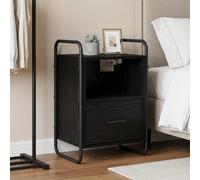 vidaXL Mobiletto da Letto Appeso Rovere Nero 40 x 30 x 60 cm