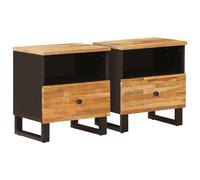 vidaXL Mobiletto da Letto con cassetto 2 pcs Marrone 40 x 33 x 46 cm