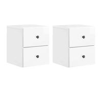 vidaXL Mobiletto da notte a muro 2 pcs Bianco Lucido 34,5 x 33 x 40 cm
