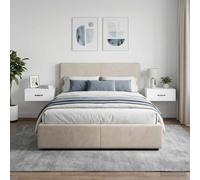 vidaXL Mobiletto da notte a muro 2 pcs Bianco Lucido 49 x 34,5 x 20 cm, Comodino Spazioso, Tavolino Rettangolare, Stand Compatto, Mobile Funzionale, Decor Minimalista per Casa
