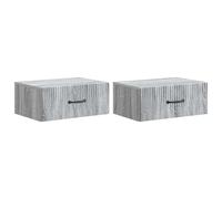 vidaXL Mobiletto da notte a muro 2 pcs Grigio Sonoma 49 x 34,5 x 20 cm, Comodino Spazioso, Tavolino Rettangolare, Stand Compatto, Mobile Funzionale, Decor Minimalista per Casa