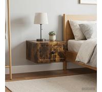 vidaXL Mobiletto da notte a muro 2 pcs Rovere Fumo 33 x 34,5 x 20 cm, Mobile Vintage, Scaffale Rectangolare, Comodo Scrivania a Muro, Organizer Elegante per la Tua Stanza