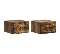 vidaXL Comodino da parete, 2 pezzi, rovere fumato, 34,5 x 33 x 20 cm