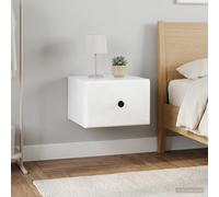 vidaXL Mobiletto da notte a muro 2 pz Bianco Lucido 34,5 x 33 x 20 cm