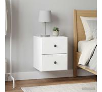vidaXL Mobiletto da notte a muro 2 pz Bianco Lucido 34,5 x 33 x 40 cm