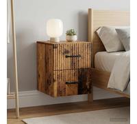 vidaXL Mobiletto da notte a muro 2 pz Legno antico 34,5 x 33 x 40 cm