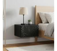 vidaXL Mobiletto da notte a muro 2 pz Nero 49 x 34,5 x 20 cm
