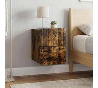 vidaXL Mobiletto da notte a muro 2 pz Rovere Fumo 33 x 34,5 x 43 cm