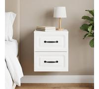 vidaXL Mobiletto da notte a muro Bianco Lucido 34,5 x 33 x 40 cm