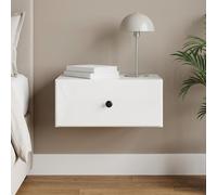 vidaXL Mobiletto da notte a muro Bianco Lucido 49 x 34,5 x 20 cm