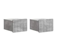 vidaXL Mobiletto da notte a muro con cassetto 2 pcs Grigio Cemento