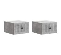 vidaXL Mobiletto da notte a muro con cassetto 2 pcs Grigio Cemento, Mobile Vintage, Scaffale Rectangolare, Comodo Scrivania a Muro, Organizer Elegante per la Tua Stanza